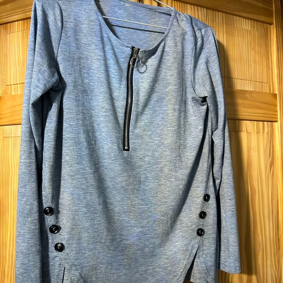 Source Unknown Blue Long Sleeve Top with Zipper - Picture 3 of 6